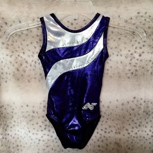 Purple & Silver Leotard w/ Rhinestone Accent